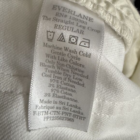 Everlane The Straight Leg Crop Pants White Cotton Twill Womens Size 4 Preppy - Picture 11 of 11